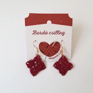 Horgolt fülbevaló - Bordó csillag