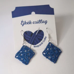 Horgolt fülbevaló - Éjkék csillag