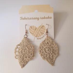 Horgolt fülbevaló - Fehérarany rokoko